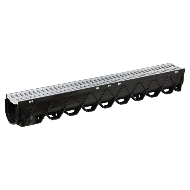 STORM DRAIN WITH GRATE DRAINING CHANNEL PLASTIC GREY 4x5x40"