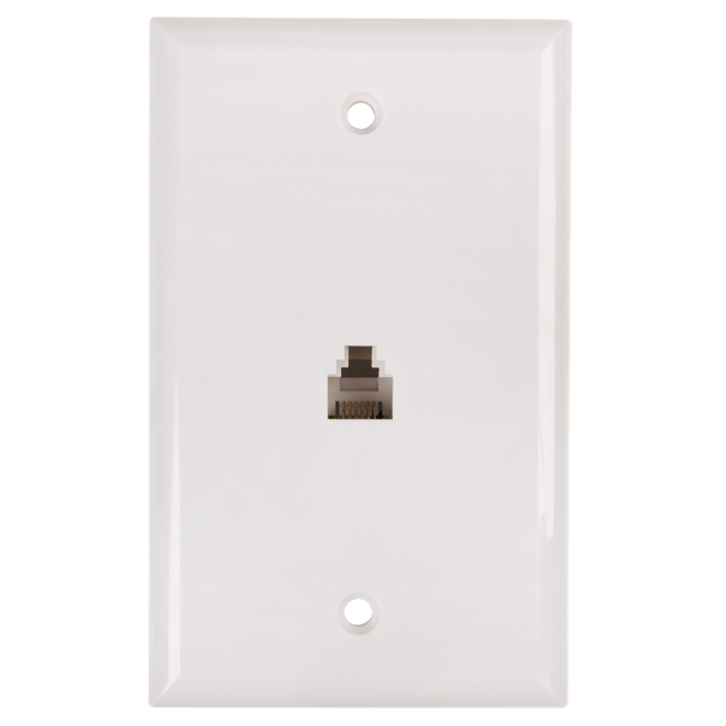 RCA TELEPHONE WALLPLATE JACK PH. PLAST/METAL WHITE