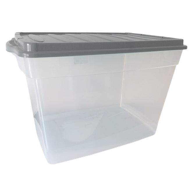 DURA STORAGE BOX PLASTIC CLEAR/GREY 60L