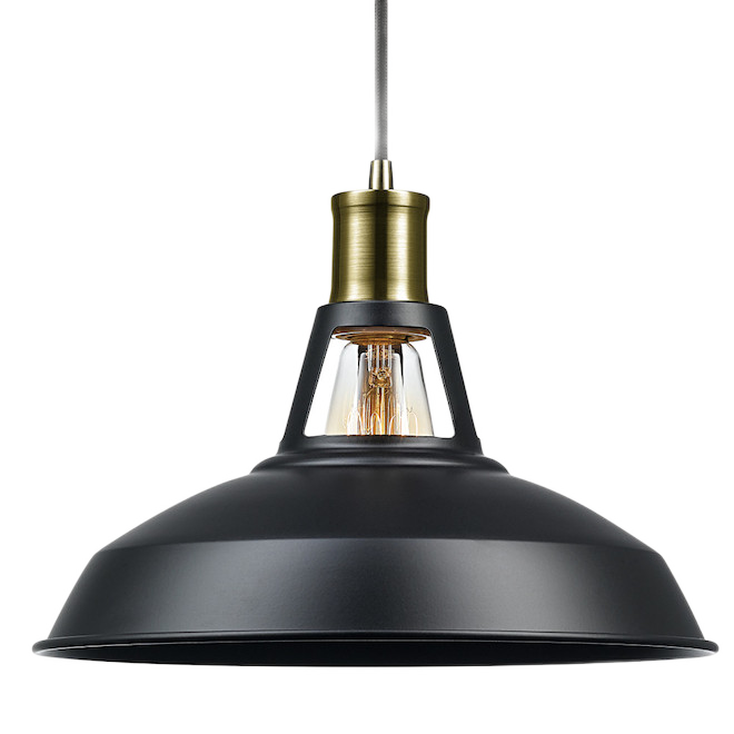 GLOBE ELECTRIC PLUG-IN PENDANT 2IN1/BARN MATTE BLACK 1LGT