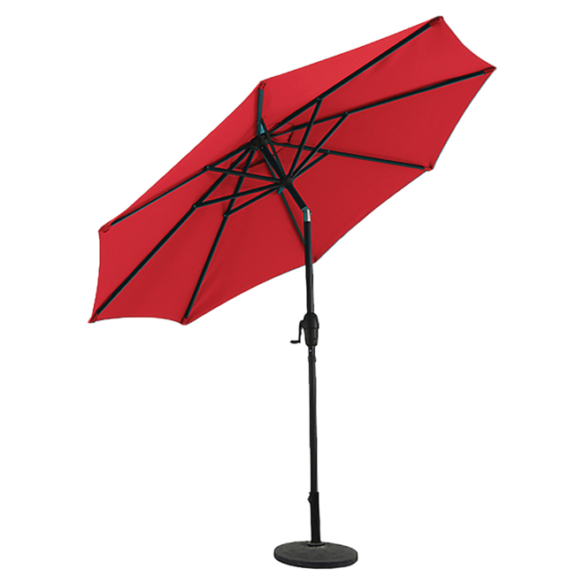 STYLE SELECTIONS MARKET UMBRELLA ALUM/STEEL RED/BROWN 9'