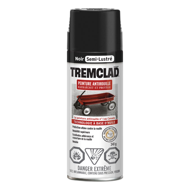 TREMCLAD SEMI-GLOSS RUST PAINT AEROSOL BLACK 340GR