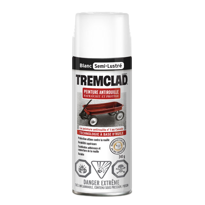 TREMCLAD SEMI-GLOSS RUST PAINT AEROSOL WHITE 340GR