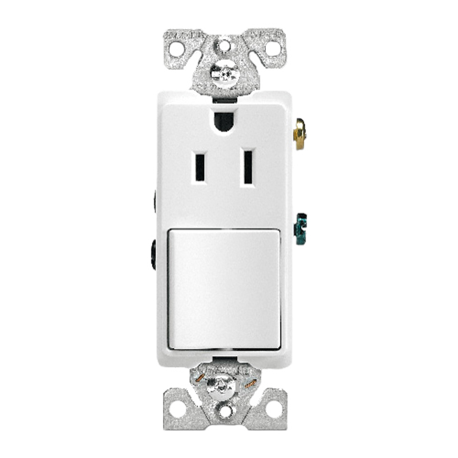 SWITCH/RECEPTACLE THERMOPLAST. WHITE