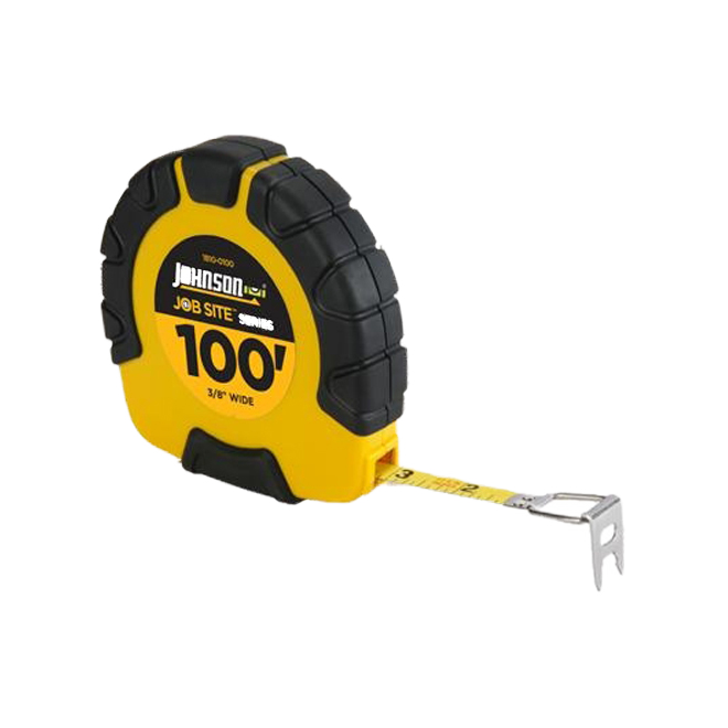 JOHNSON IMPER/METRIC MEASURING TAPE ABS/RUBBER YELLOW/BLCK 3/8"x100'