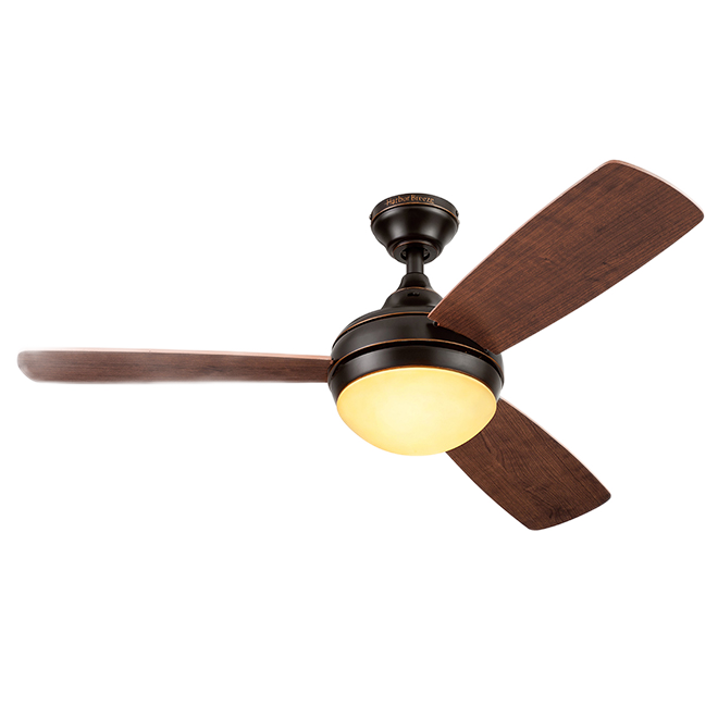 HARBOR BREEZE SAUBLE BEACH CEILING FAN STEEL/WOOD OIL RUB BRZ 44" 3BLAD 1LGT