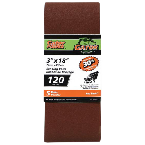 RUST-OLEUM SANDING BELT ALUM.OXIDE RED 3x18"x120GTxPK5