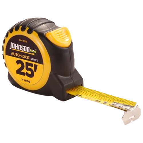 JOHNSON IMPER/METRIC MEASURING TAPE PLAST/RUBBER YELLOW/BLCK 1"x25'