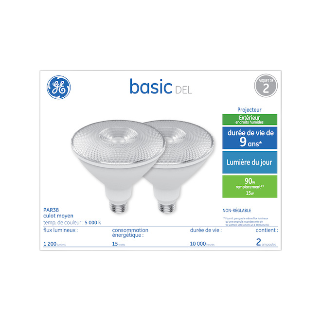 GE PAR38 LED BULB NON DIMMABLE DAYLIGHT 90W 2PK