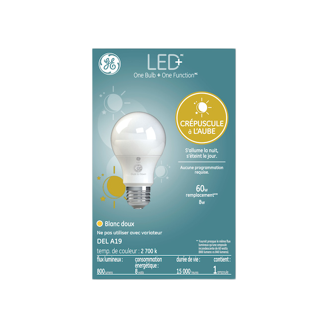 GE A19 LED BULB PLASTIC SOFT WHITE 8W