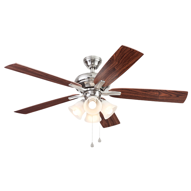 HARBOR BREEZE PORT SEVERN CEILING FAN STEEL/WOOD BRUS NICKEL 52" 5BLAD 4LGT