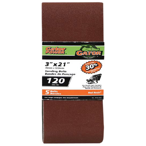 GATOR SANDING BELT ALUM.OXIDE RED 3x21"x80GTxPK5