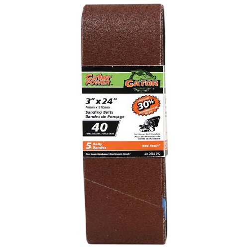 RUST-OLEUM SANDING BELT ALUM.OXIDE RED 3x24"x40GTxPK5