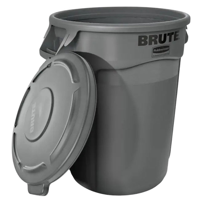 BRUTE WITH LID COMMERCIAL CAN PLASTIC GREY 32GA