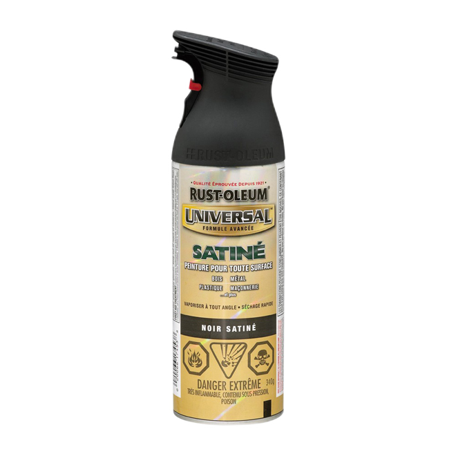 RUST-OLEUM ALL-SURFACE UNIVERSAL PAINT AEROSOL SATIN BLACK 340GR