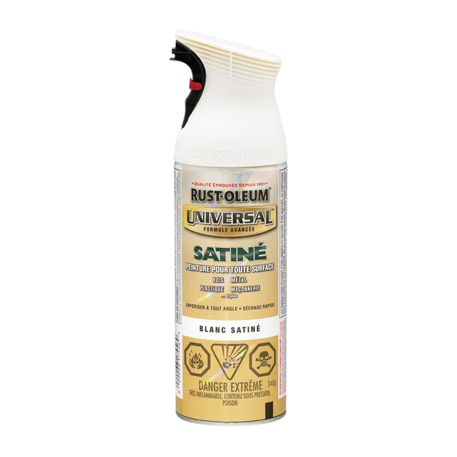 RUST-OLEUM ALL-SURFACE UNIVERSAL PAINT AEROSOL WHITE SATIN 340GR