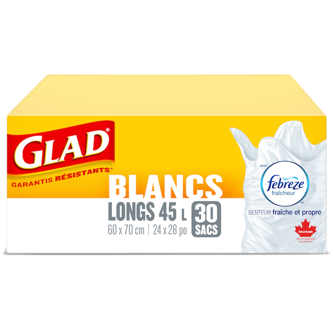 GLAD TALL/KITCHEN GARBAGE BAG PLASTIC WHITE 24x28"-30/PK