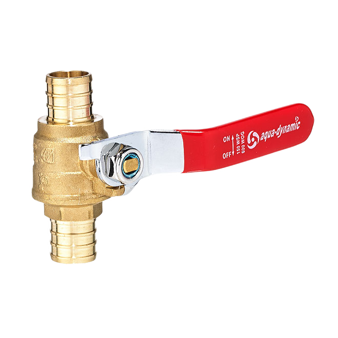 AQUA-DYNAMIC NO LEAD BALL VALVE STRGHT HANDL BRASS 3/4" PEX