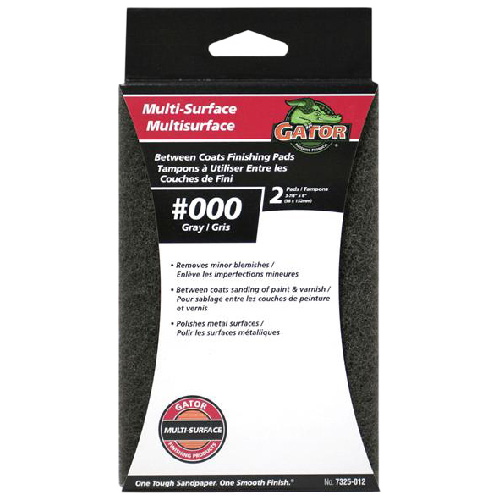 GATOR SYNTHETIC FINISHING PAD STEEL WOOL GREY 3 7/8x6"xPK2