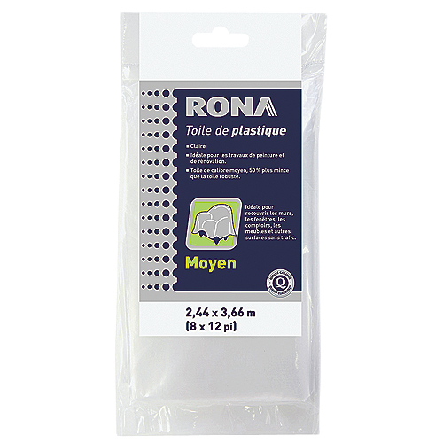 RONA MEDIUM WEIGH DROP SHEET PLASTIC CLEAR 8'X12'X.75MM