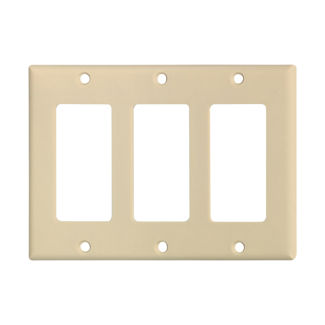 EATON DECORATOR WALLPLATE 3GANG IVORY