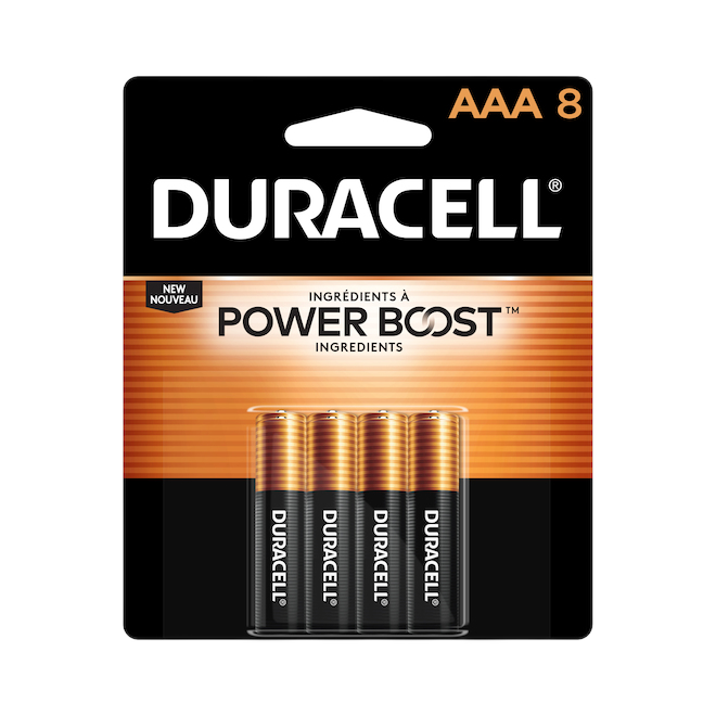 DURACELL AAA ALKALINE BATTERY COPPERTOP BLACK 1.5V 8PK