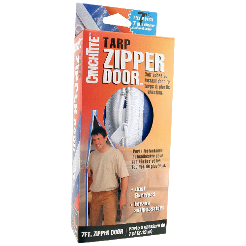 HOMAX INSTANT DOOR TARP ZIPPER SELF-ADHES. WHITE/BLUE 7'