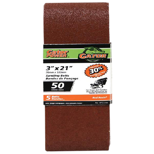 RUST-OLEUM SANDING BELT ALUM.OXIDE RED 3x21"x50GTxPK5