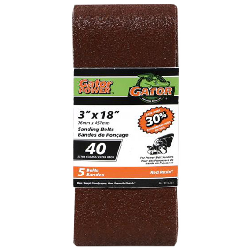 RUST-OLEUM SANDING BELT ALUM.OXIDE RED 3x18"x40GTxPK5