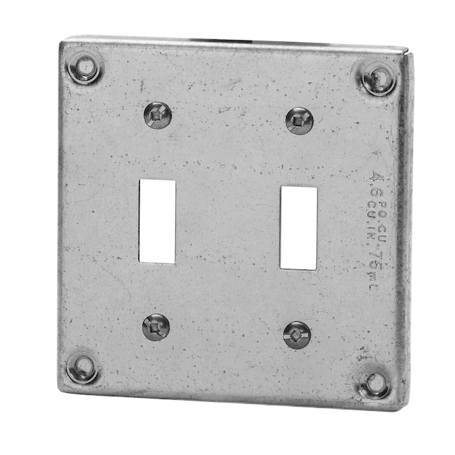 IBERVILLE SQU.2 SWITCH BOX COVER GALV.STEEL STEEL 4"