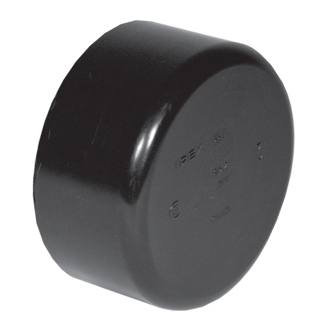 IPEX HUB PERMANENT CAP ABS-DWV BLACK 4"