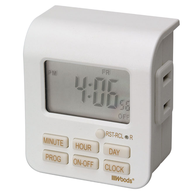 WOODS FOR INDOOR DIGITAL TIMER PLASTIC WHITE