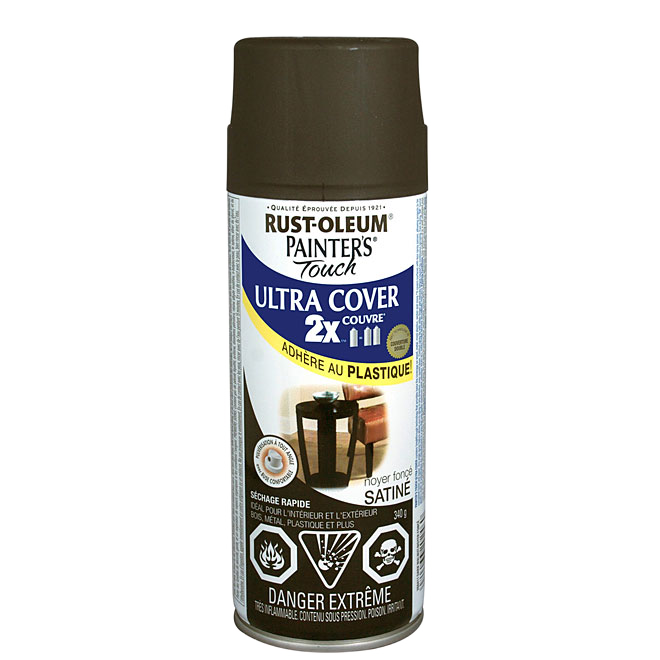 PAINTER'S TOUCH ULT.COVER 2X INT/EXT PAINT AERO.SATIN DARK WALNUT 340GR
