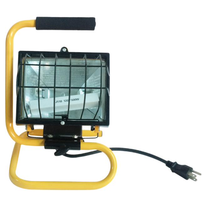 PROJECT SOURCE PORTABLE WORK LAMP HALOGEN YELLOW/BLCK 500W 27x270x34CM