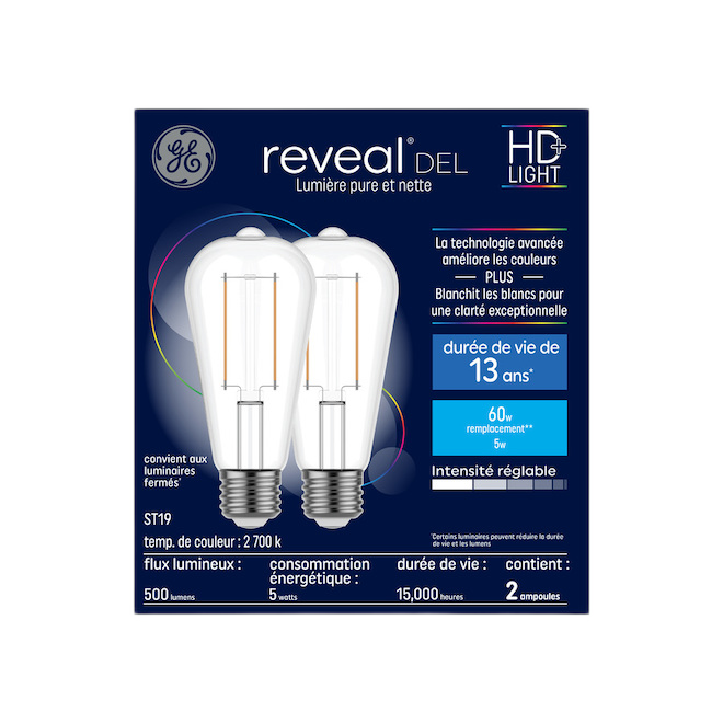 GE LED BULB ST19 5W RVL SW 2PK