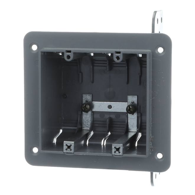 IBERVILLE 2GANG NUTEK SWITCH BOX PLASTIC GREY 33/4x4x23/4"