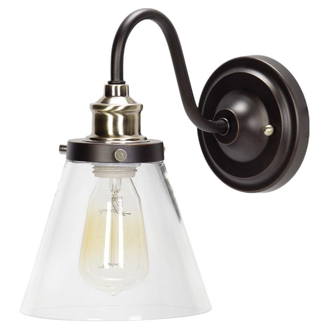 GLOBE ELECTRIC JACKSON WALLSCONCE LIGHT METAL/VERRE OILED BRONZ 60W N/IN 10"