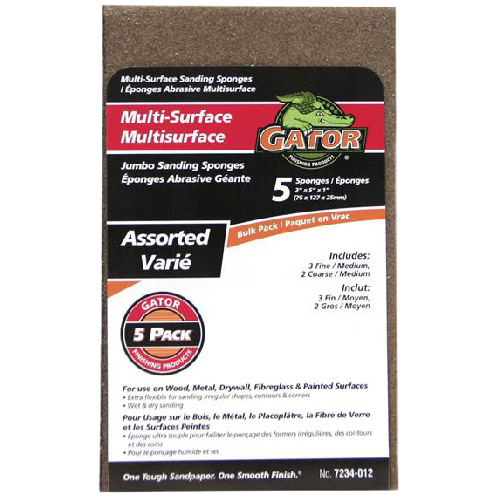 GATOR ASSORTED SANDING SPONGE ALUM.OXIDE BLACK 3x5x1"xPK5