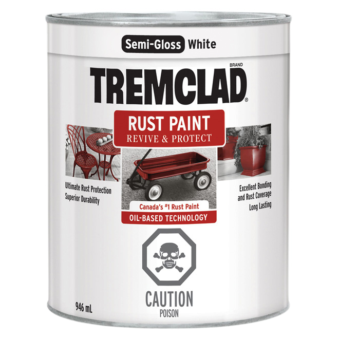 TREMCLAD SEMI-GLOSS RUST PAINT OIL BASE WHITE 946ML