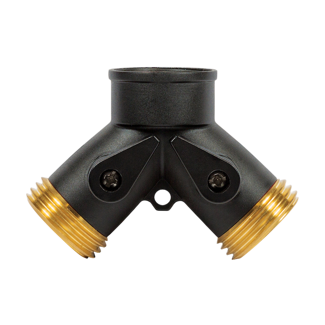 GILMOUR HEAVY-DUTY SHUT-OFF VALVE BRASS BLACK/GOLD