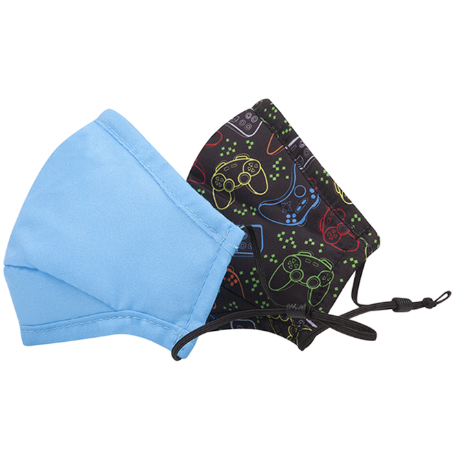 SWISS MOBILITY KIDS FABRIC MASKS COTON BLACK/BLUE 2PK