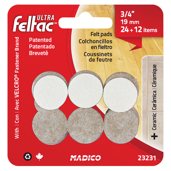 MADICO ROUND GLIDE FELT TAN 3/4"x36PC