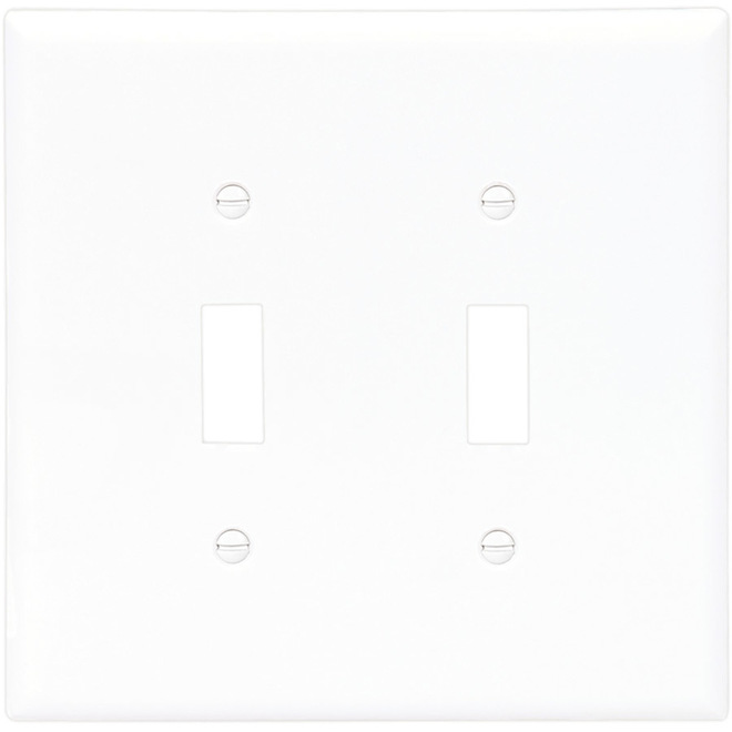 EATON TOGGLE WALLPLATE 2 GANG WHITE