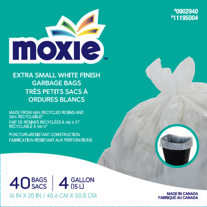 MOXIE GARBAGE BAG PLASTIC WHITE 16"x20"-40BX