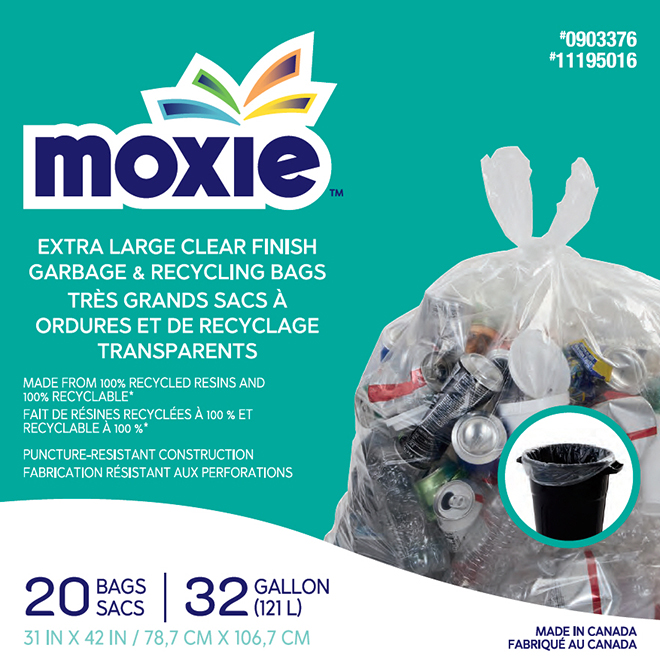 MOXIE XL GARBAGE BAG PLASTIC CLEAR 31"x42"-20BX