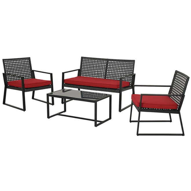 STYLE SELECTIONS AINSLEY OUTDOOR FURNITURE RED/BLACK 4PC
