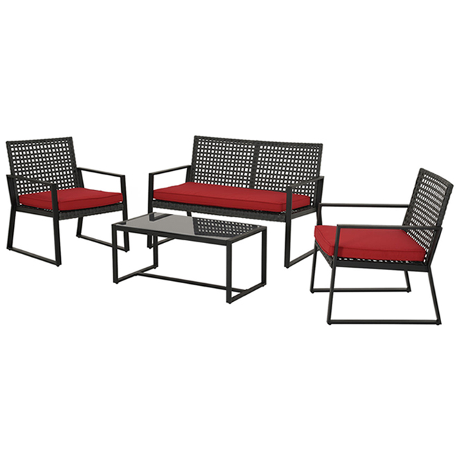 STYLE SELECTIONS AINSLEY OUTDOOR FURNITURE RED/BLACK 4PC