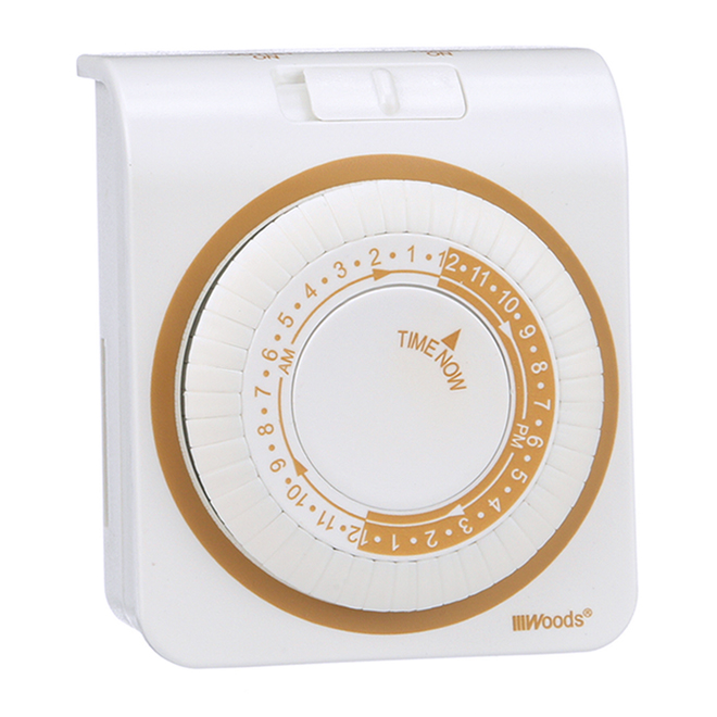 WOODS MECAN/INTER TIMER PLASTIC WHITE 24HR-1000W