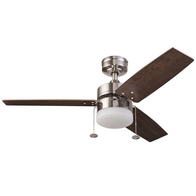 HARBOR BREEZE ORIM CEILING FAN STEEL/WOOD BRUS NICKEL 42" 3BLAD 1LGT