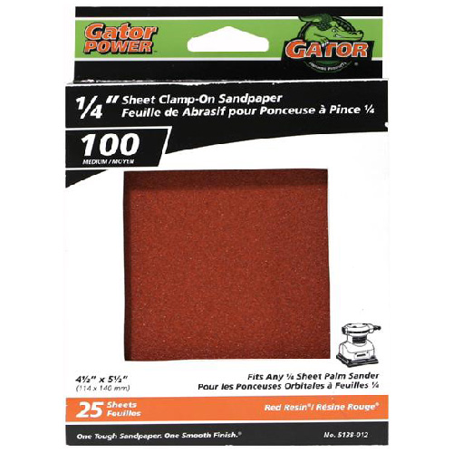 RUST-OLEUM 1/4 SHEET SANDPAPER ALUM.OXIDE RED 100GTxPK25